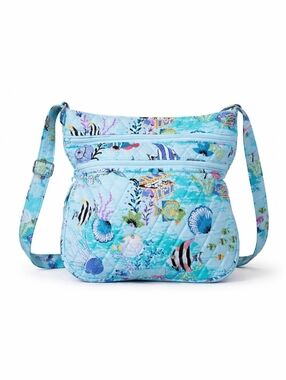 Triple Zip Hipster Crossbody Antilles Treasure Ocean Fish Print NWT